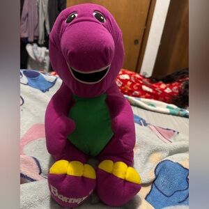 Vintage talking Barney Plush - Purple and Green